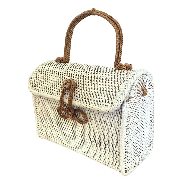 alice rattan handbag in white