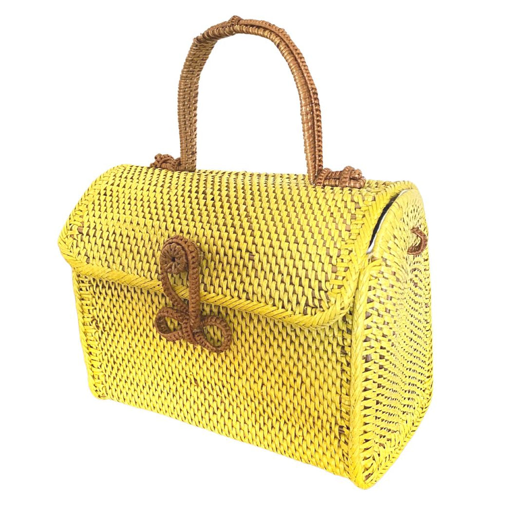 alice rattan handbag in yellow