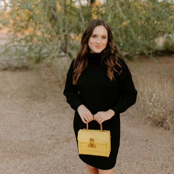 ALICE RATTAN HANDBAG IN YELLOW