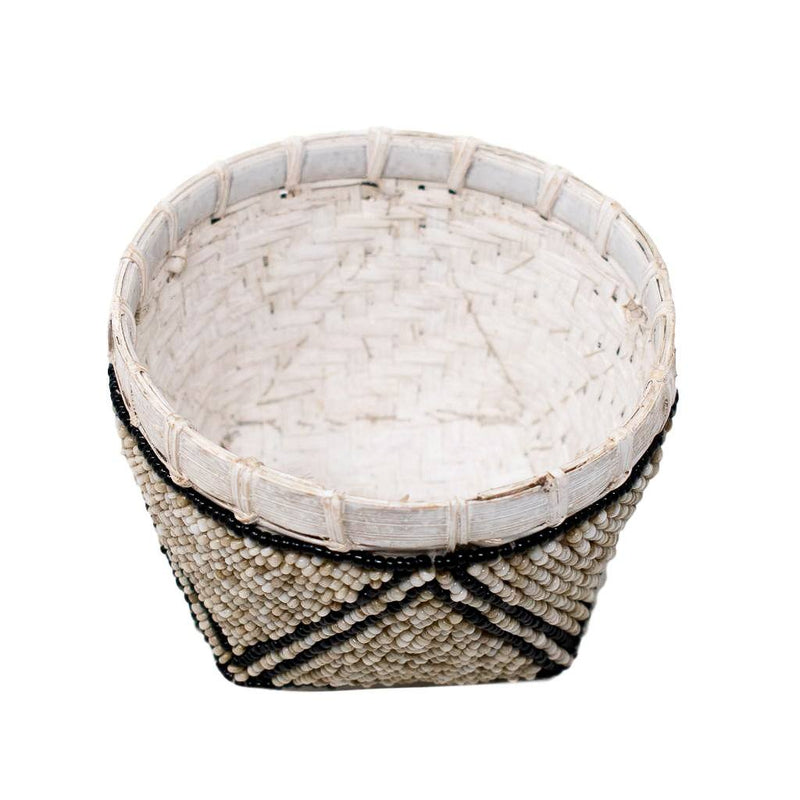 BAMBOO BEADED TRINKET BASKET