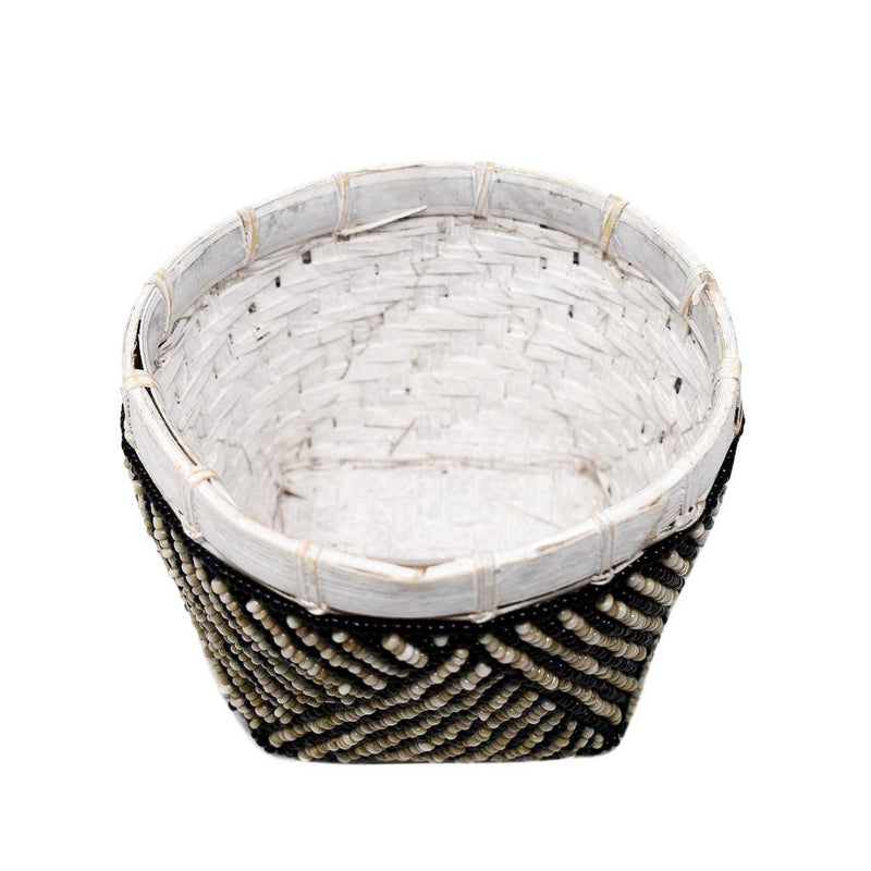 BAMBOO BEADED TRINKET BASKET