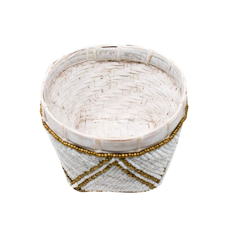 BAMBOO BEADED TRINKET BASKET