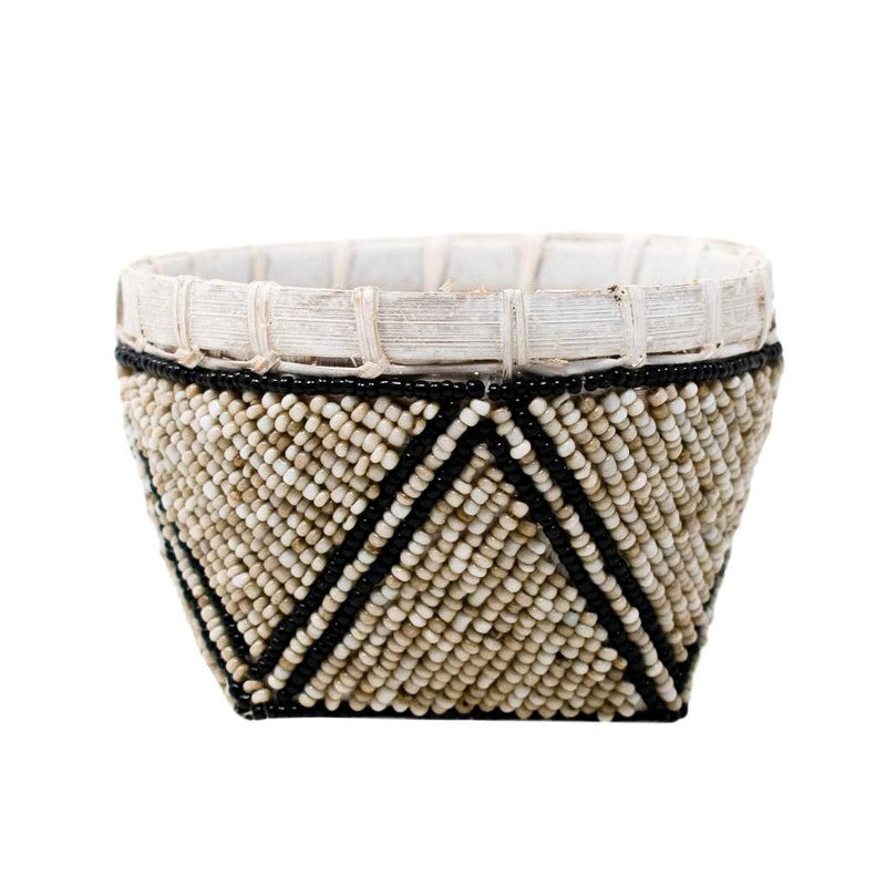 BAMBOO BEADED TRINKET BASKET