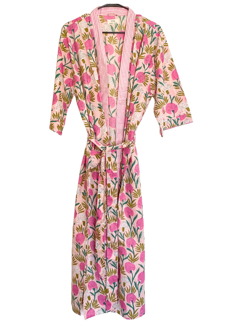 DAHLIA LOUNGE ROBE IN POPPY PINK