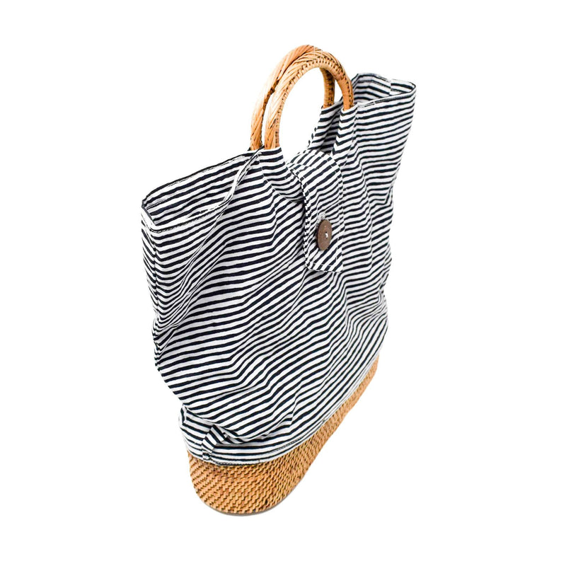 EMILY TOTE IN NAVY NANTUCKET STRIPE