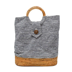 EMILY TOTE IN NAVY NANTUCKET STRIPE