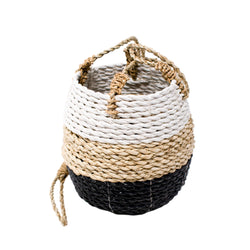 HANGING WOVEN PLANTER - BLACK