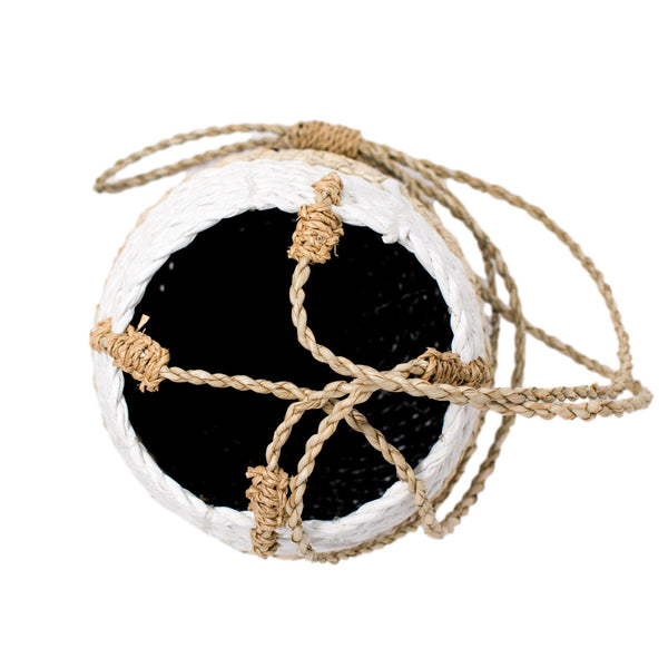 HANGING WOVEN PLANTER - BLACK