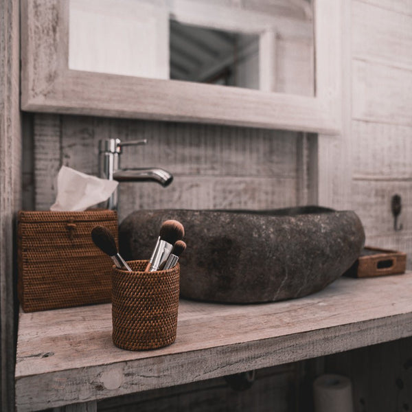 HONEY RATTAN PENCIL HOLDER / DESK ORGANIZER