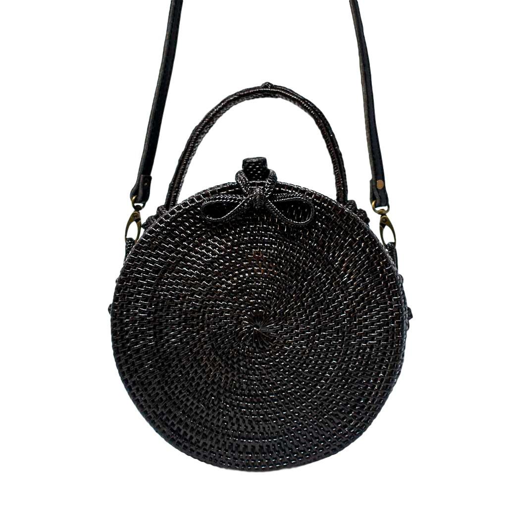 Black Woven Circle Crossbody