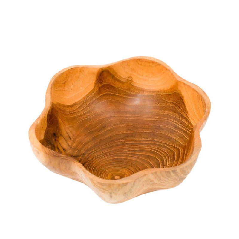 RUFFLE TEAK BOWL - REGULAR SIZE