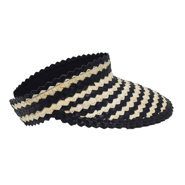 (Set of 5) STRAW SUN VISOR - TWO TONE - BLACK/NATURAL