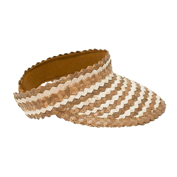 (Set of 5) STRAW SUN VISOR - TWO TONE - CARAMEL/NATURAL